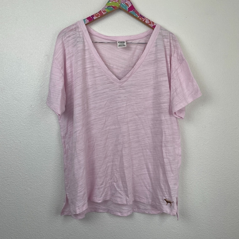 VS PINK pink v-neck sequins tee size L // 1705